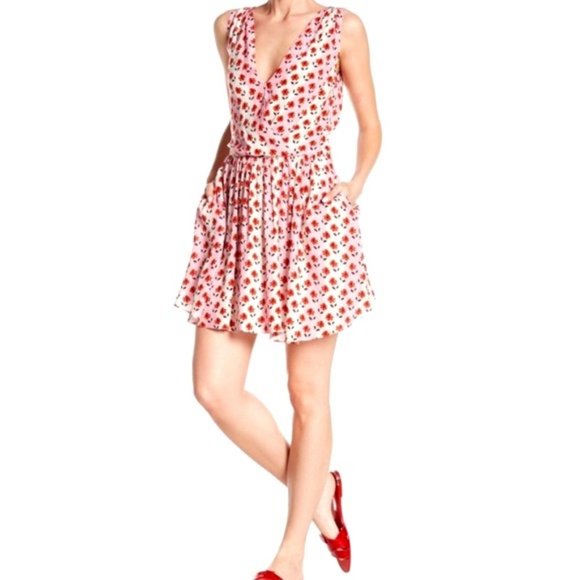 Perfect for Summer-Double Deep V Floral Mini Dress - Picture 2 of 6